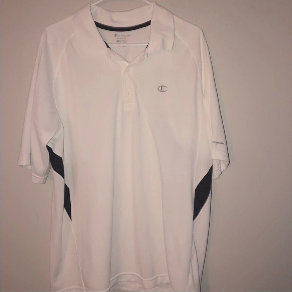 Champion Men's White and Black Polo Shirt - Double Dry, Large